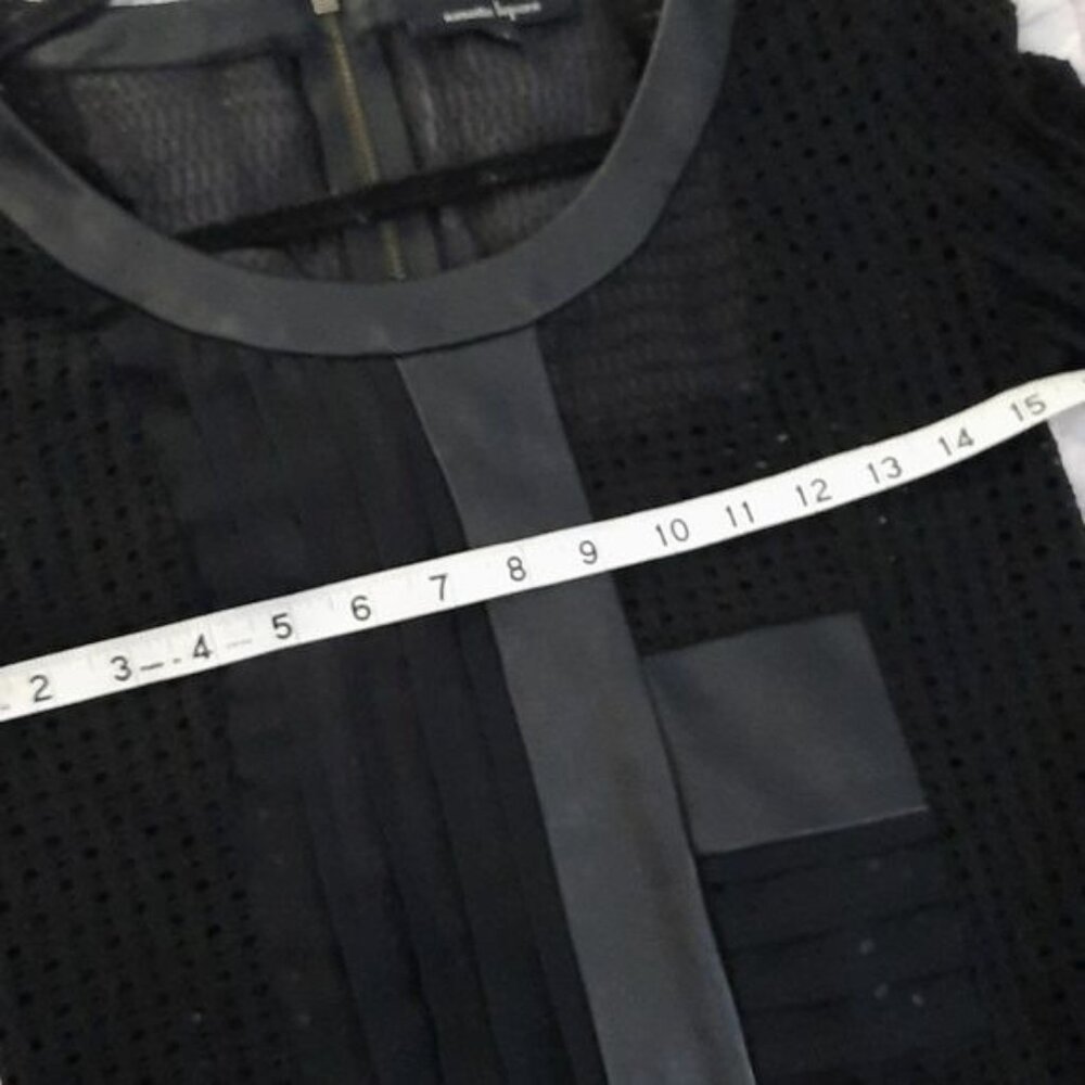 Nanette Lepore Black Leather Silk Cut Outs Long Sleeve Zipper Sheath Dress Size2 - Picture 3 of 7